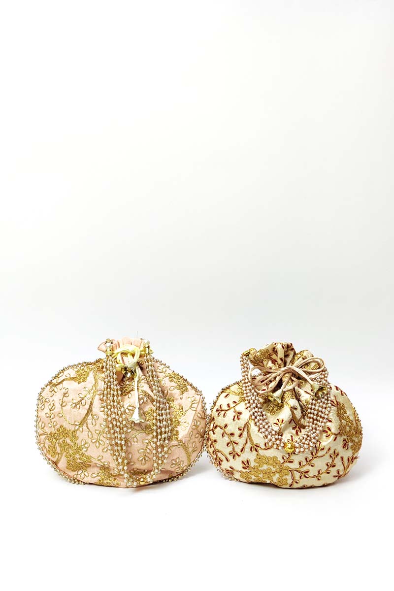 Set Of 2 Beautiful Zardosi Work Potli Bag - Mc251524